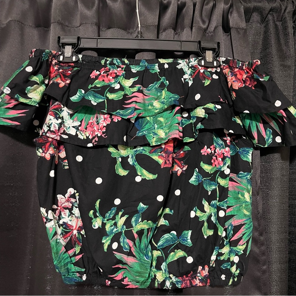 Off The Shoulder Tropical Crop Top